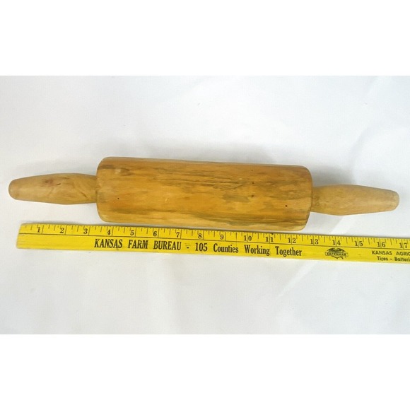 Primitive Vintage Rolling Pin One Piece Hand Made Farmhouse 16” Solid One Piece - Picture 6 of 6
